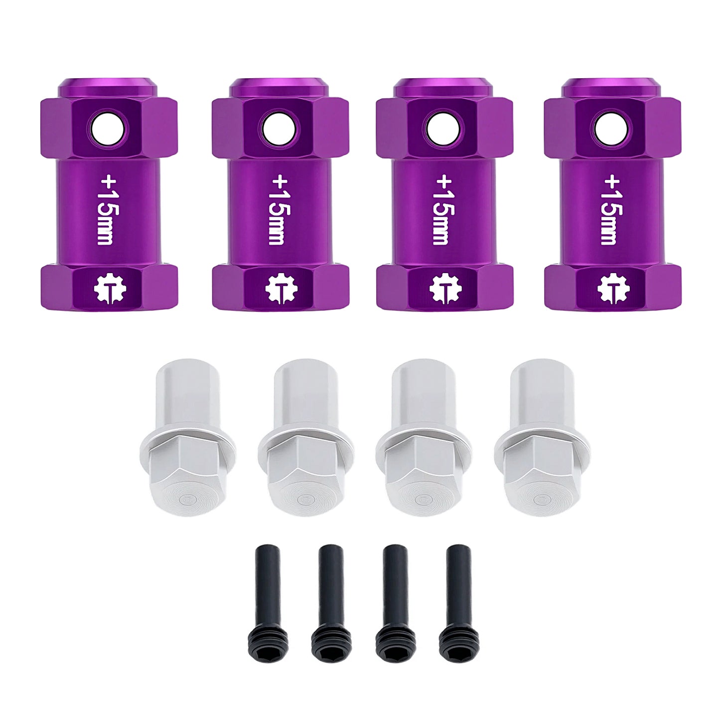 TCRC 4PCS Aluminum 12mm Wheel Hex Hubs 15MM Extension Adapters for Axial 1/8 AXP8 Gilamon Trail Buggy
