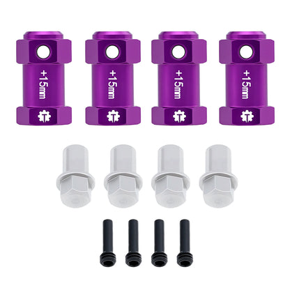 TCRC 4PCS Aluminum 12mm Wheel Hex Hubs 15MM Extension Adapters for Axial 1/8 AXP8 Gilamon Trail Buggy