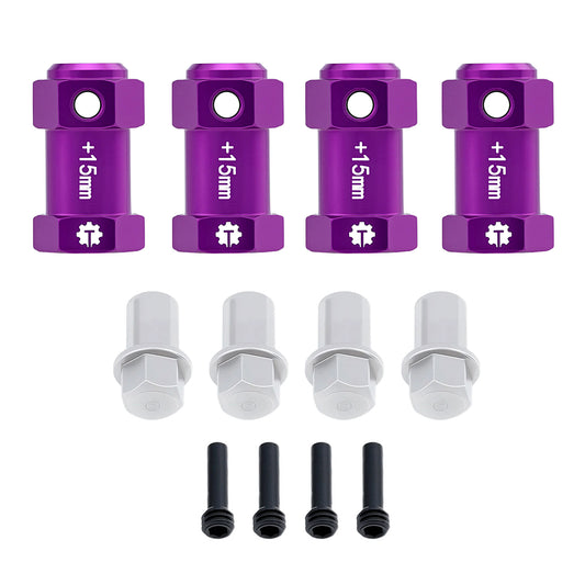 TCRC 4PCS Aluminum 12mm Wheel Hex Hubs 15MM Extension Adapters for Axial 1/8 AXP8 Gilamon Trail Buggy
