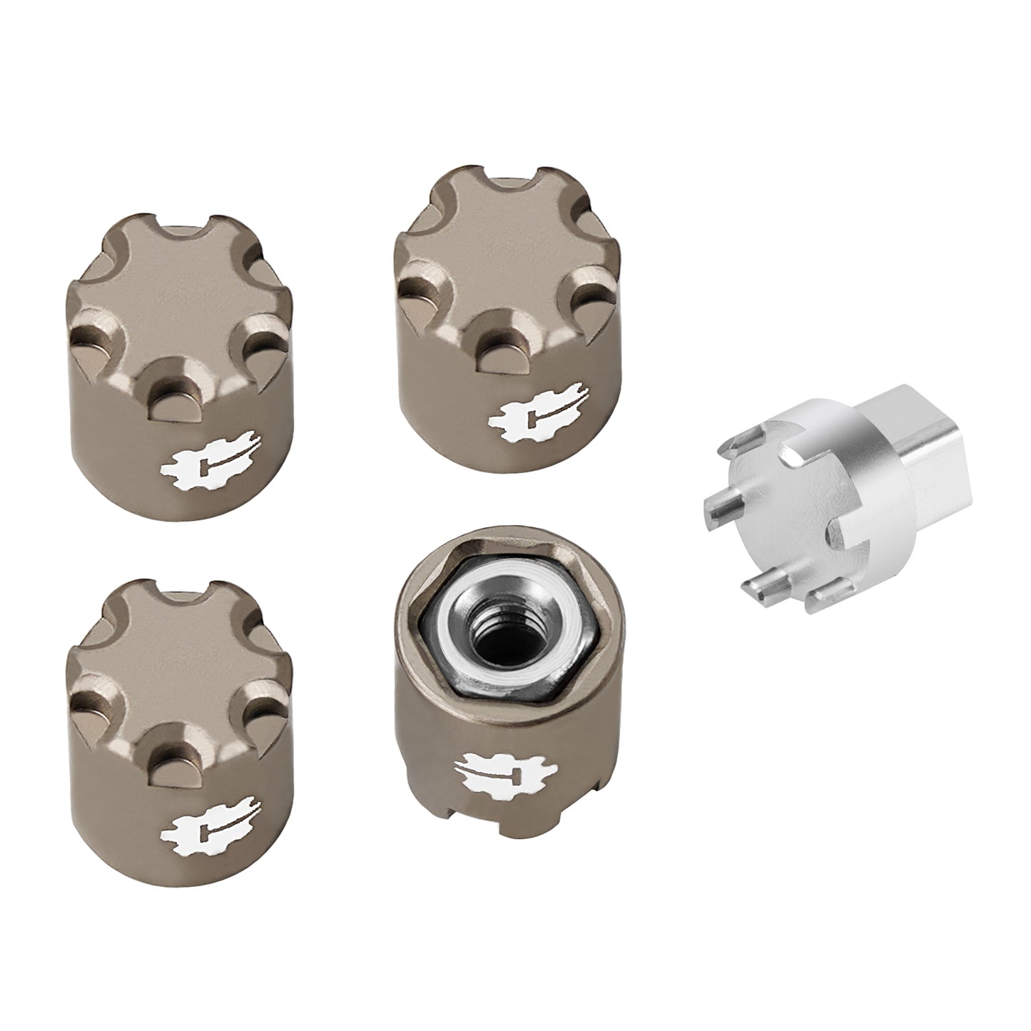 TCRC 4PCS Aluminum M2.5 Wheels Center Caps Lock Nuts