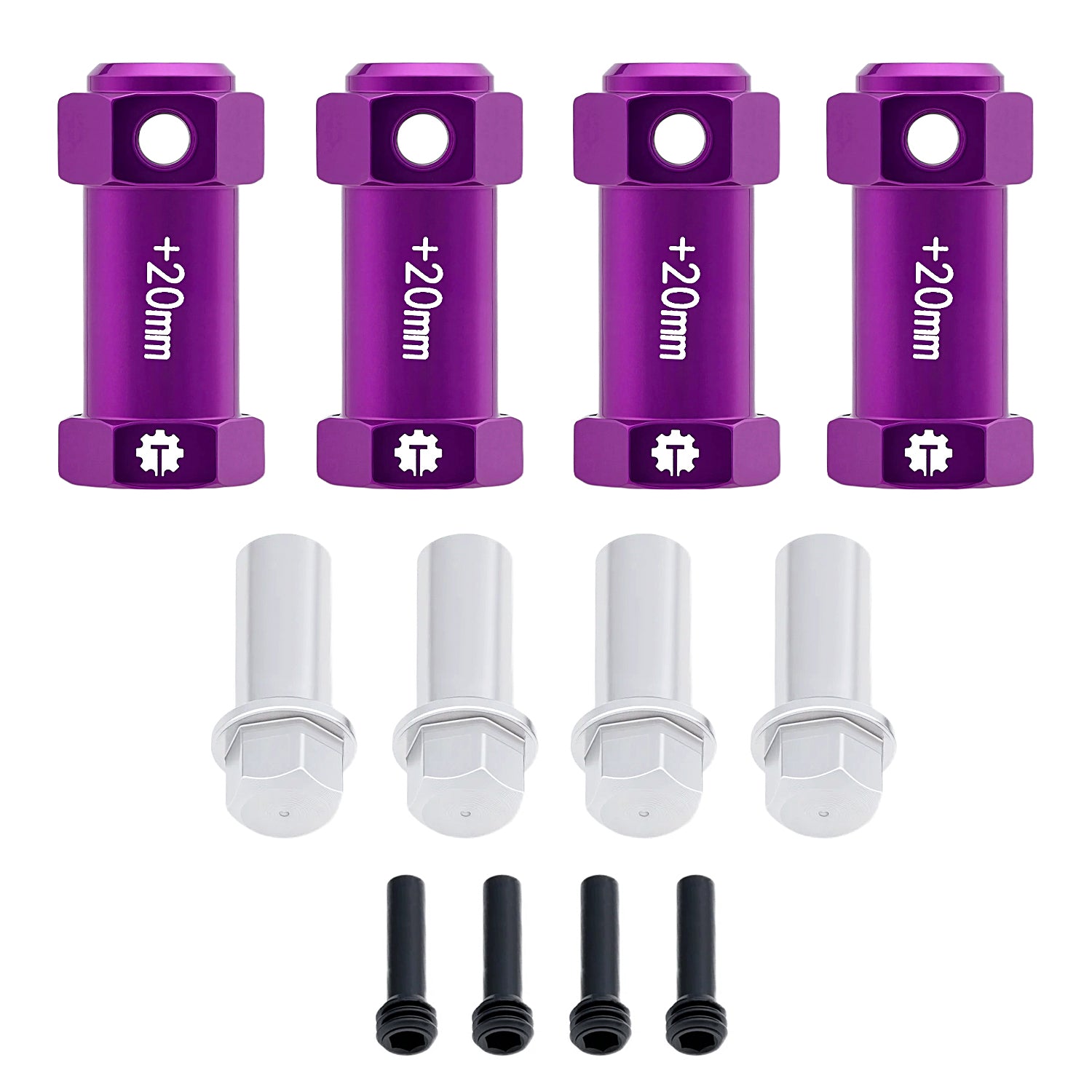 TCRC 4PCS Aluminum 12mm Wheel Hex Hubs 20MM Extension Adapters for Axi ...