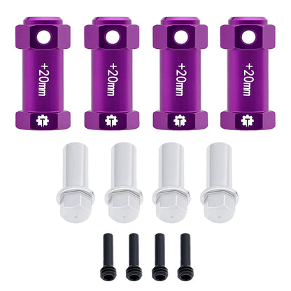 TCRC 4PCS Aluminum 12mm Wheel Hex Hubs 20MM Extension Adapters for Axial 1/8 AXP8 Gilamon Trail Buggy