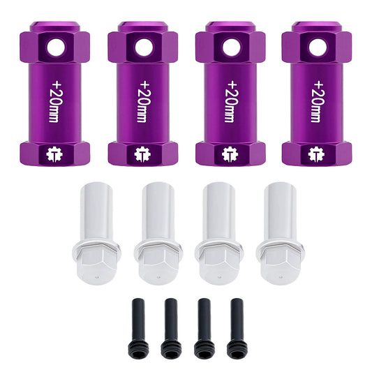 TCRC 4PCS Aluminum 12mm Wheel Hex Hubs 20MM Extension Adapters for Axial 1/8 AXP8 Gilamon Trail Buggy