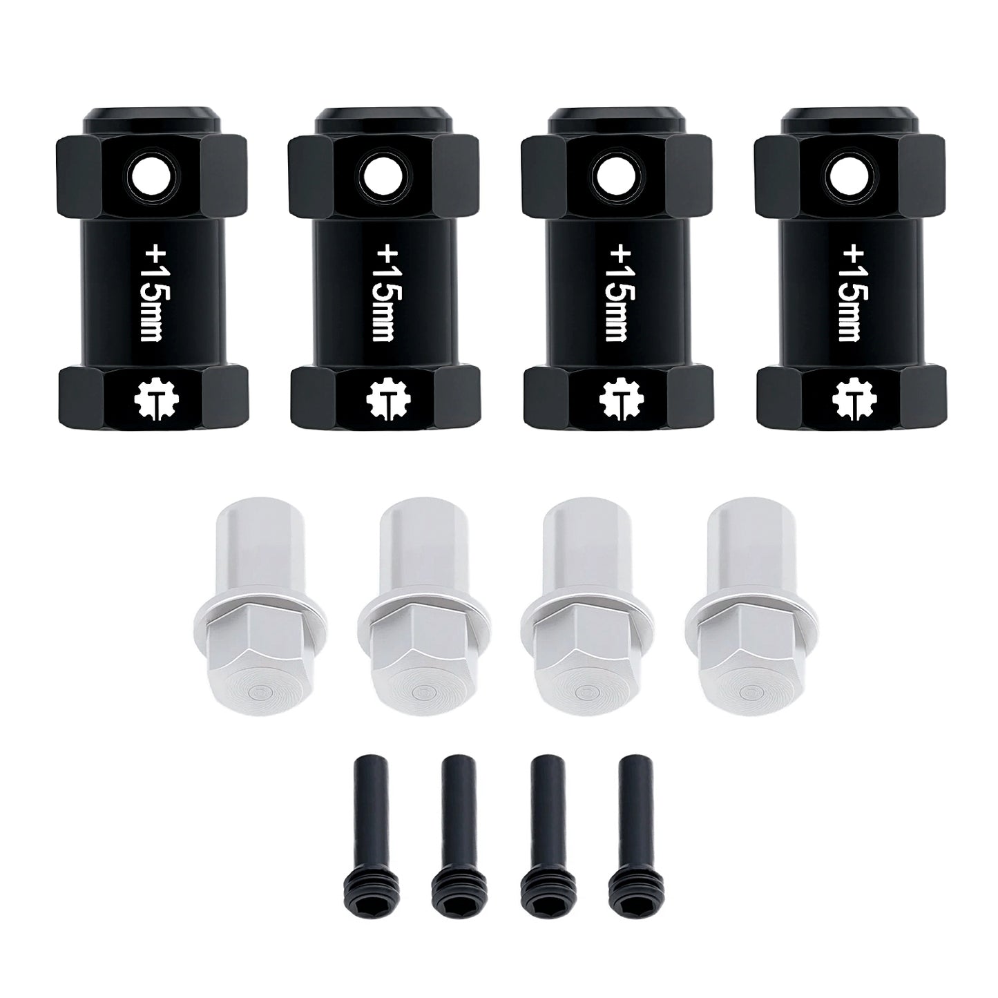 TCRC 4PCS Aluminum 12mm Wheel Hex Hubs 15MM Extension Adapters for Axial 1/8 AXP8 Gilamon Trail Buggy