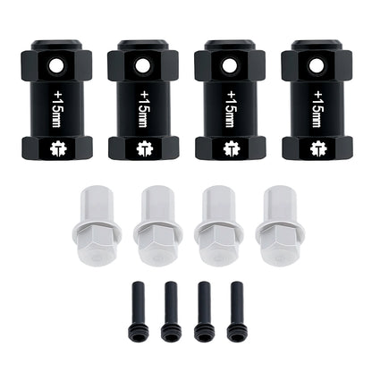 TCRC 4PCS Aluminum 12mm Wheel Hex Hubs 15MM Extension Adapters for Axial 1/8 AXP8 Gilamon Trail Buggy