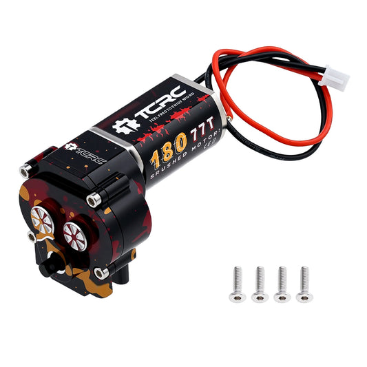 TCRC Multicolored Metal 77T High Torque Speed Reduction Brushed Motor w/ 12T Pinion Low Speed Transmission Gearbox w/ Chromoly Steel Integrated Gears Assembly Set for Redcat Ascent-18