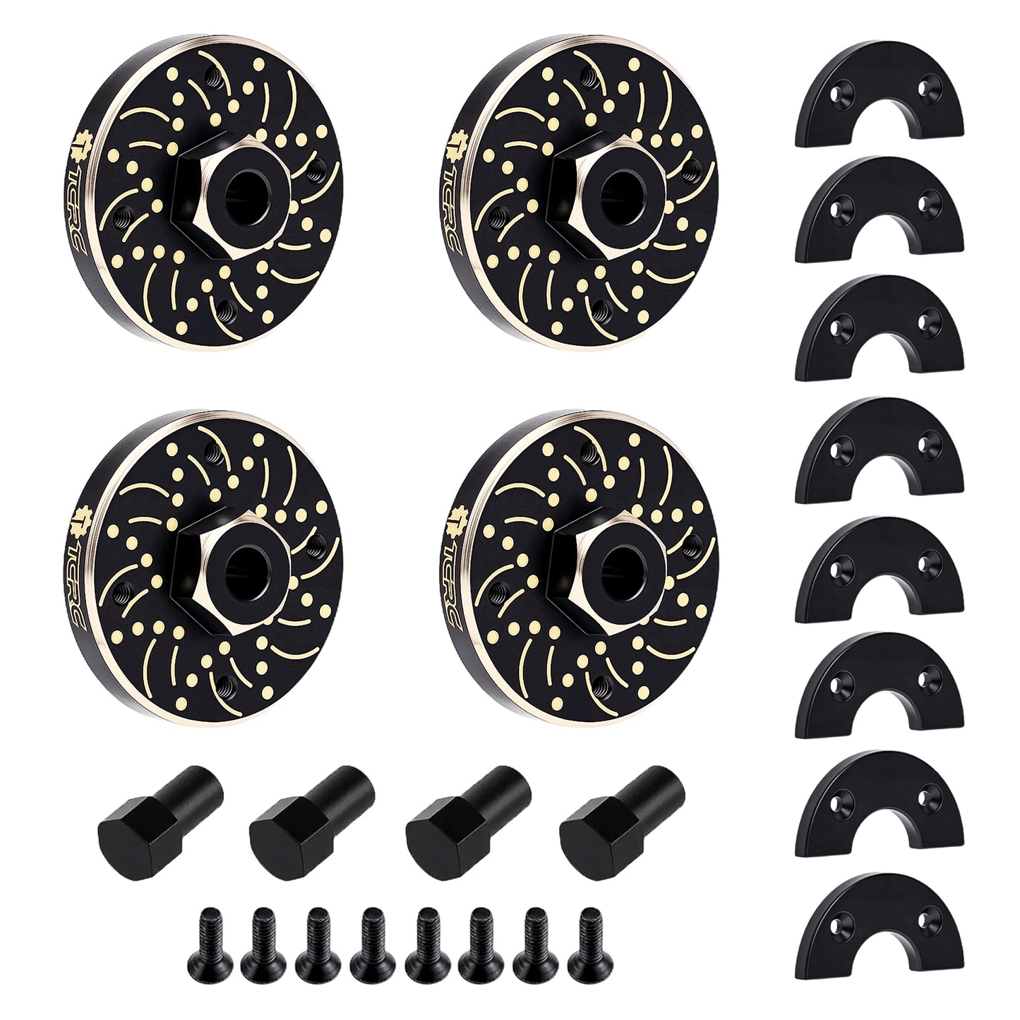 TCRC 4PCS Brass Wheel Weights Extended 5mm Wheel hubs Hex Adapter 56g/set for 1/24 Axial SCX24 AX24 XC-1 RC Crawler Car