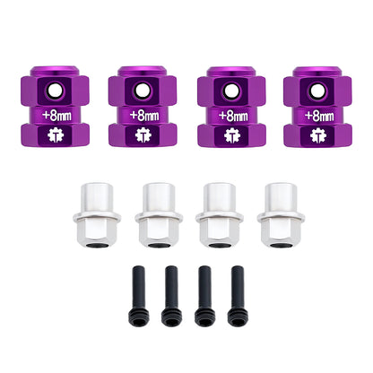 TCRC 4PCS Aluminum 12mm Wheel Hex Hubs 8MM Extension Adapters for Axial 1/8 AXP8 Gilamon Trail Buggy