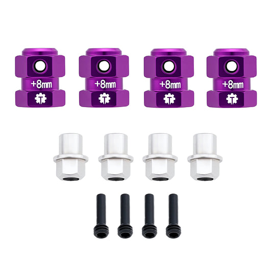 TCRC 4PCS Aluminum 12mm Wheel Hex Hubs 8MM Extension Adapters for Axial 1/8 AXP8 Gilamon Trail Buggy
