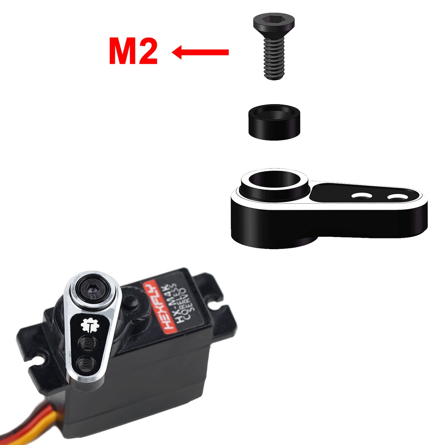TCRC 7075 Aluminum 25T Micro Servo Horn with M2.5 Threaded Holes for Redcat Ascent-18 Stock Servo
