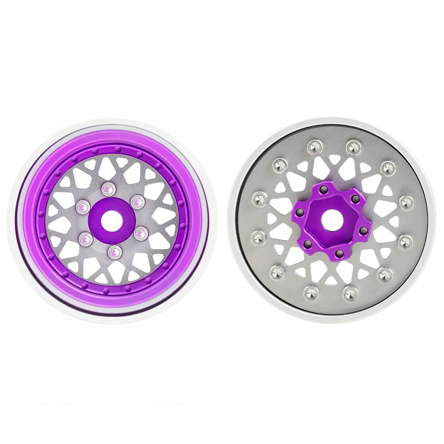 TCRC 4PCS Deep Dish Grade 5 Titanium Wheel Face 1.0 Inch Beadlock Wheels Hubs