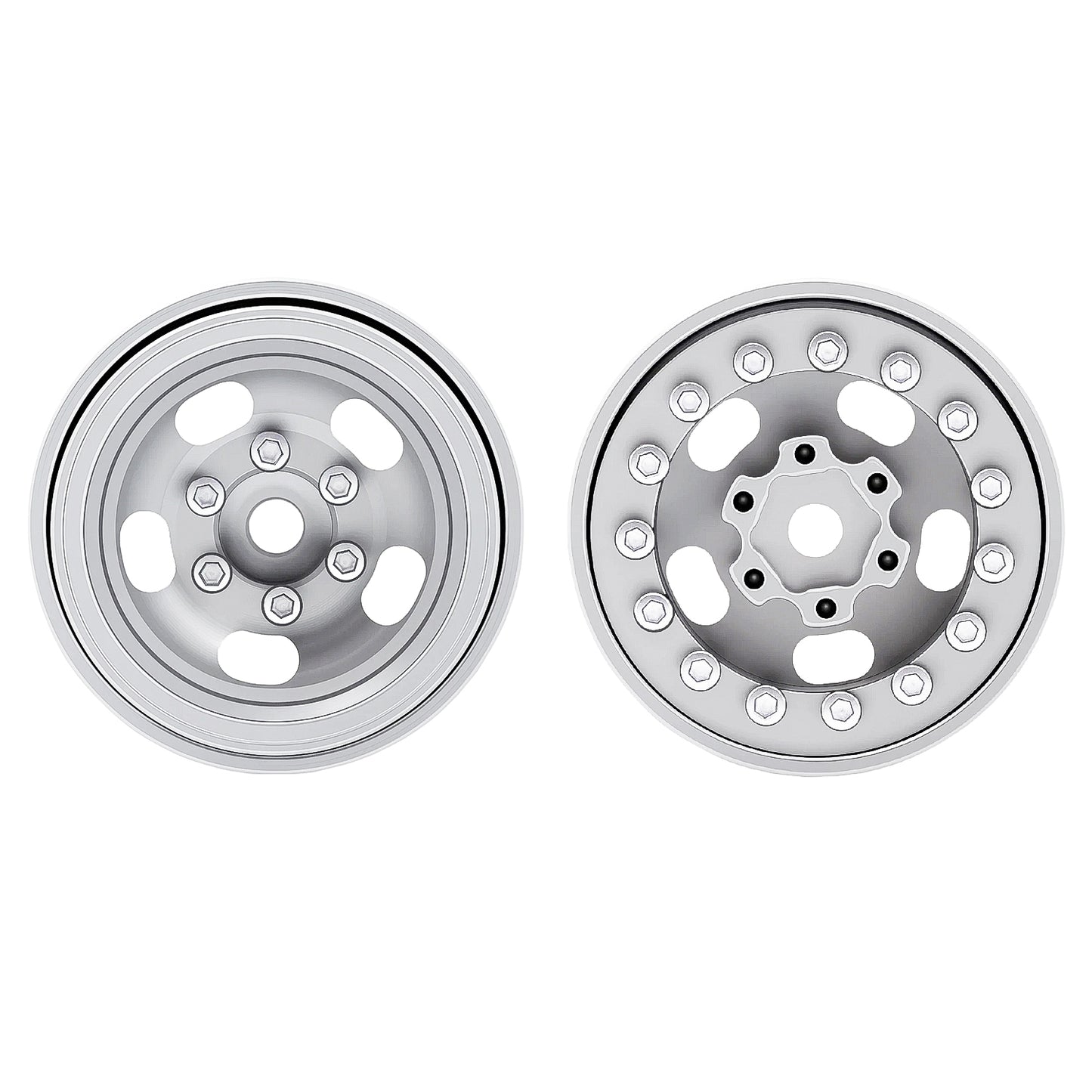 TCRC 4PCS Aluminum Deep Dish 1.0 Inch Beadlock Wheels Hubs