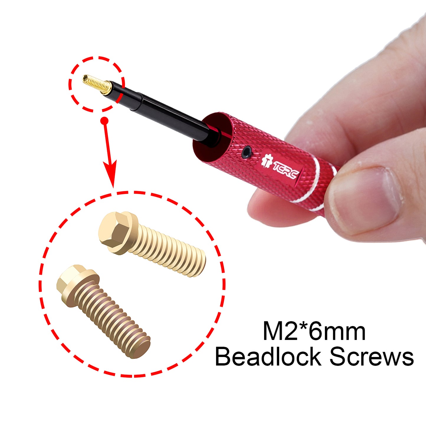 TCRC 75PCS Carbon Steel M2x6mm Beadlock Screws with Aluminum Easy Handheld Installation Tool for 1.9inch 2.2inch wheel hubs