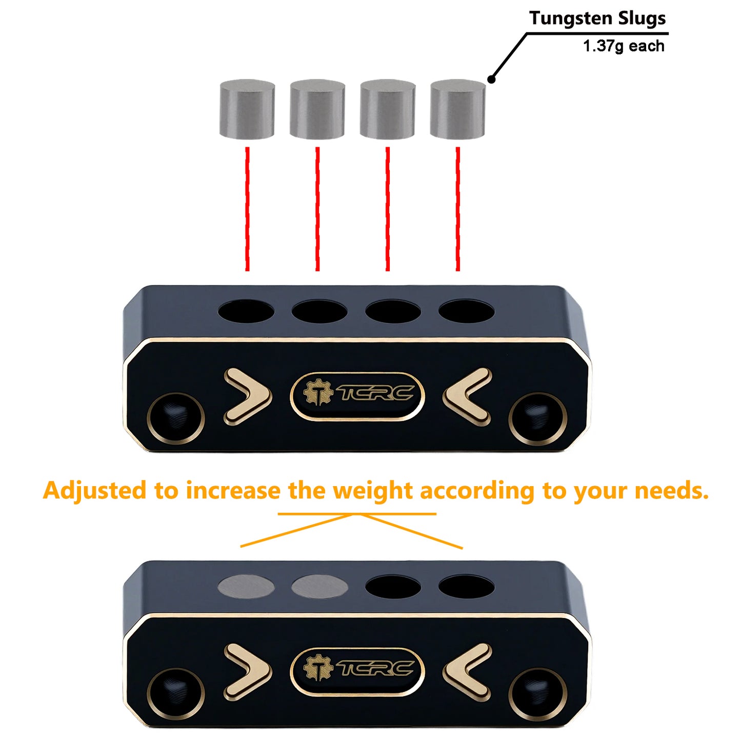 TCRC Brass Boulder Bars Adjustable Weights with Tungsten Slugs for HPI Venture18