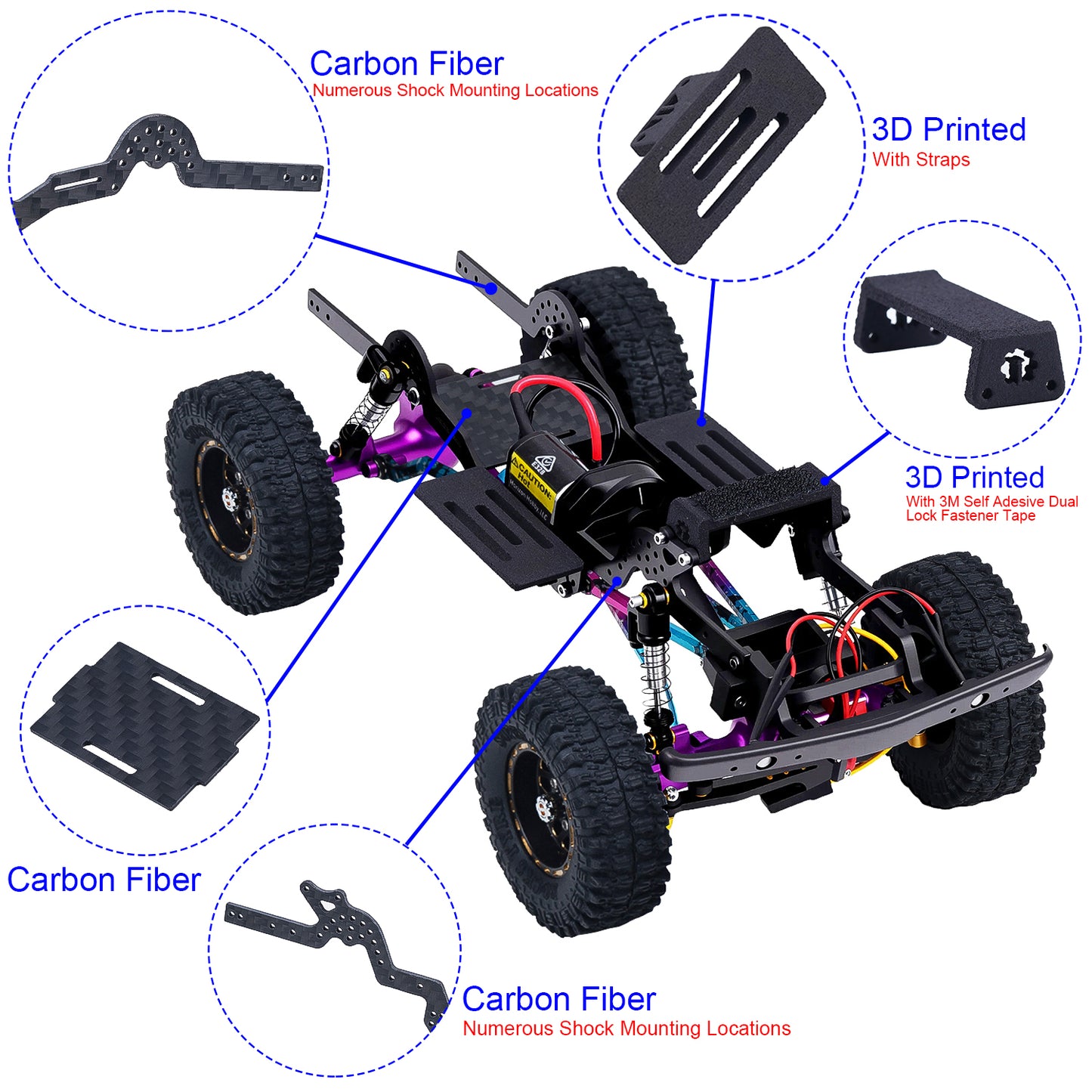 TCRC Carbon Fiber LCG Chassis Kit Frame Rail for Axial SCX24 Chevrolet C10 JLU Bronco Base Camp 1/24 RC Crawler Car