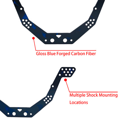 TCRC Blue Forged Carbon Fiber Chassis Kit Frame Rail with Multiple shock mounting locations for 1/24 AX24 XC-1