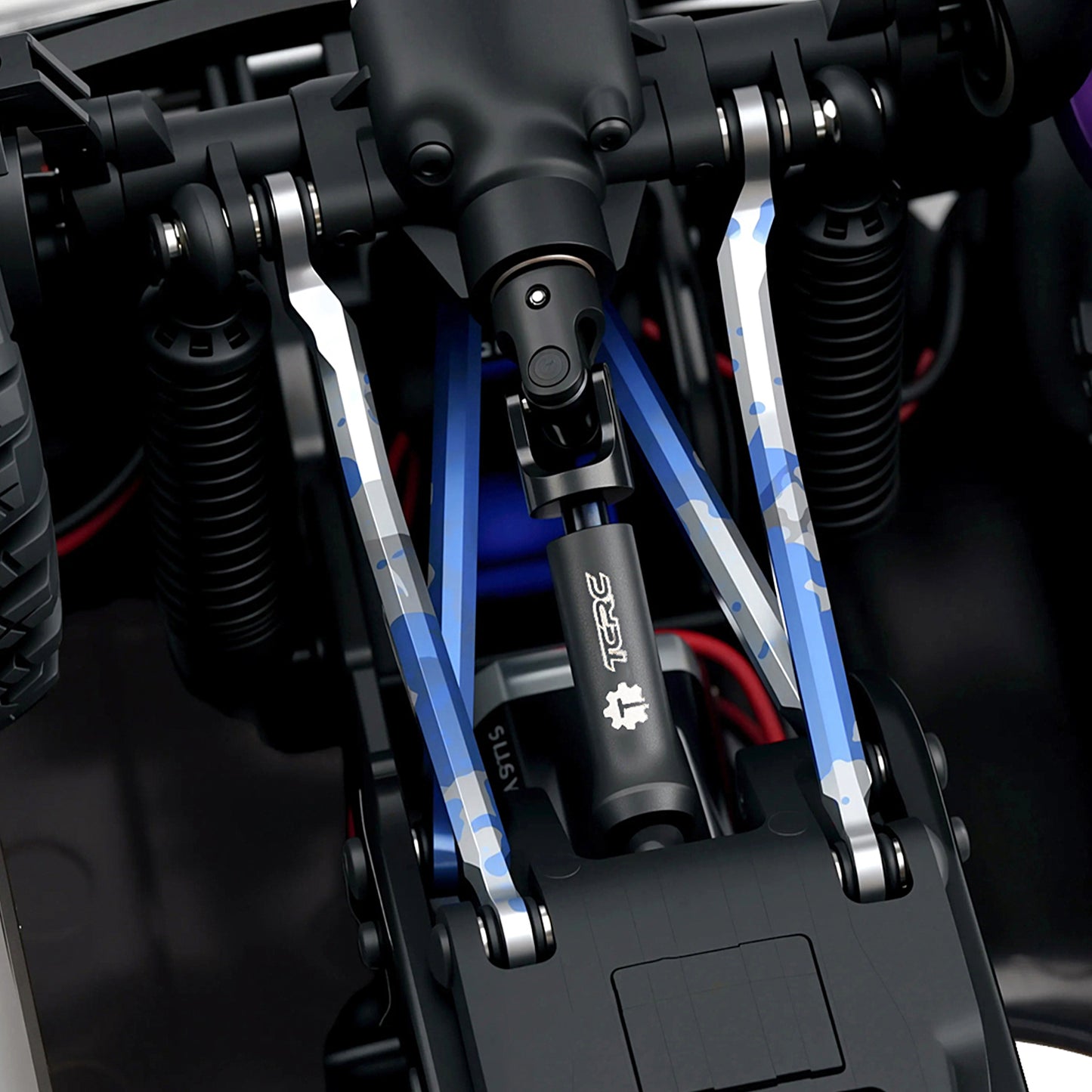 TCRC Splash Anodizing Aluminum High Clearance Chassis Links Set for 1/18 TRX4M F-150 High Trail Crawler Truck