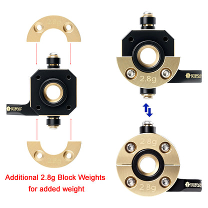 TCRC Brass Front Steering Knuckles + C-Hub with Adjustable Steering Block Weights Set 43g/Pair for HPI Venture18 Straight Axle Upgrade