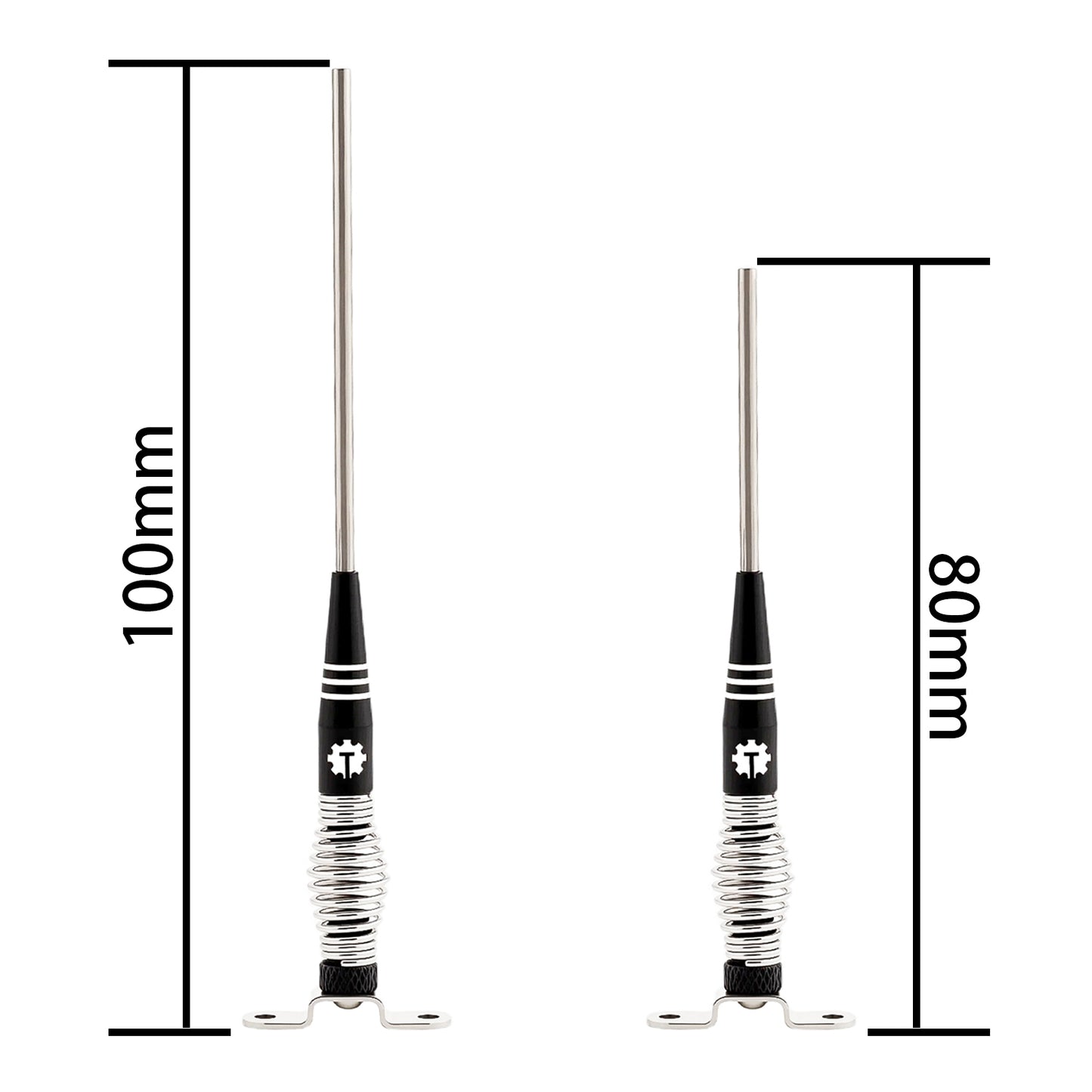 TCRC 80mm&100mm Decorative RC Car Hard Spring Antenna with GR5 Titanium Mast Set for 1/24 1/18 RC Crawler Car