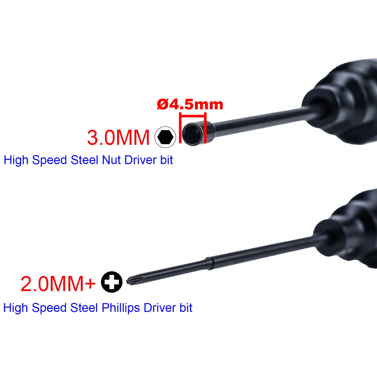 TCRC Carbon Fiber Handle Tool with High Speed Steel Screwdriver bit Set 2.0mm+ Phillips Screwdriver 3.0mm Hex Nut Driver for 1/30 Axial SCX30 Ford Bronco Jeep Wrangler JLU