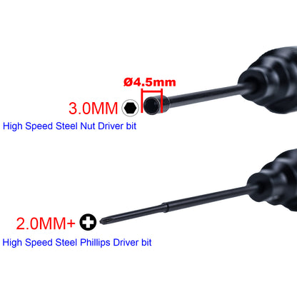TCRC Carbon Fiber Handle Tool with High Speed Steel Screwdriver bit Set 2.0mm+ Phillips Screwdriver 3.0mm Hex Nut Driver for 1/30 Axial SCX30 Ford Bronco Jeep Wrangler JLU