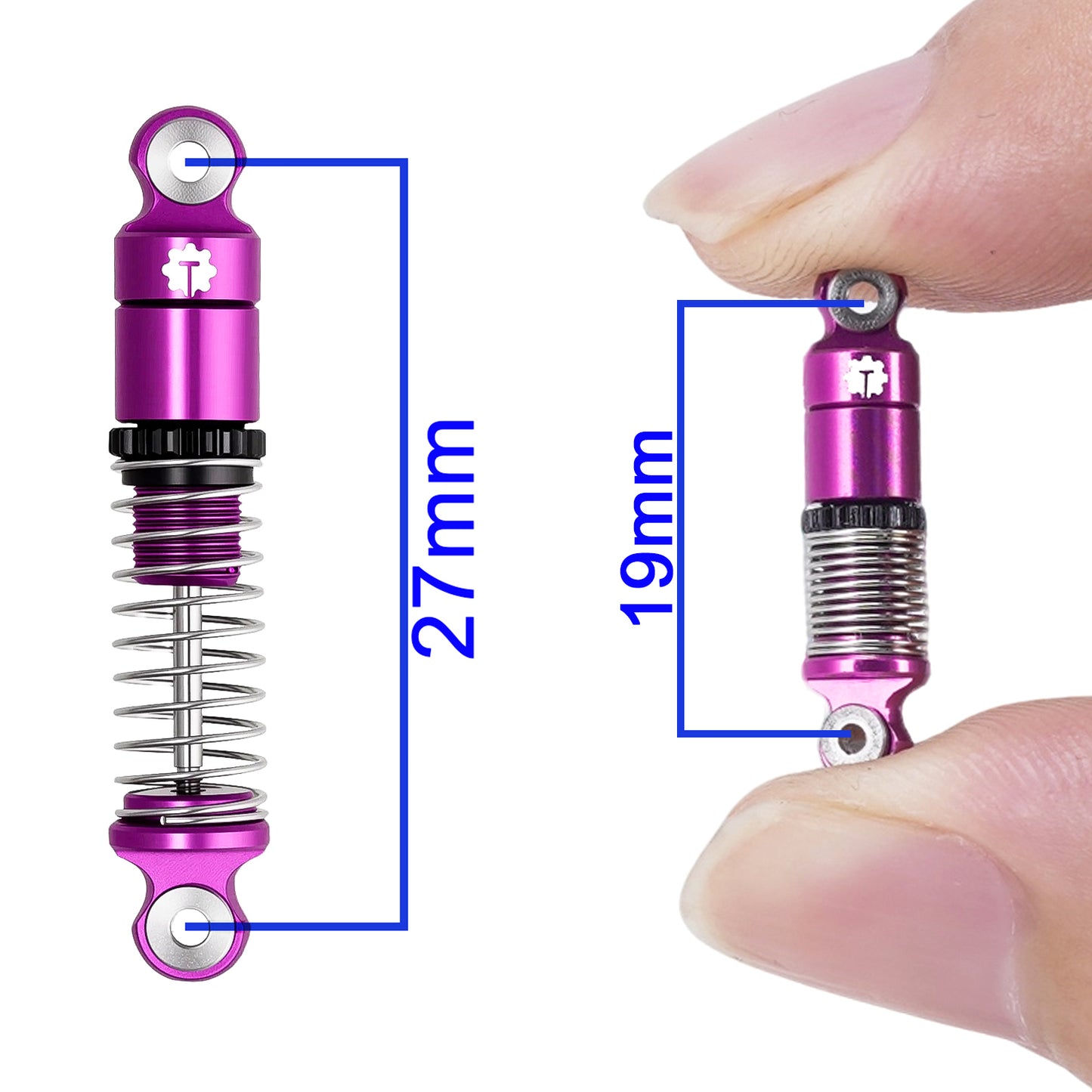 TCRC 4PCS Aluminum 27mm Shock Absorber Damper Set for Axial SCX30 1/30 RC Crawler Car Upgrades