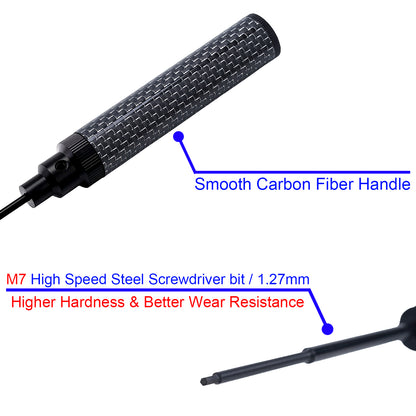 TCRC Carbon Fiber Handle Tool with M7 High Speed Steel Screwdriver bit Set 1.27mm Hex Driver for 1/32 1/30 1/24 1/18 RC Car Premium Tool