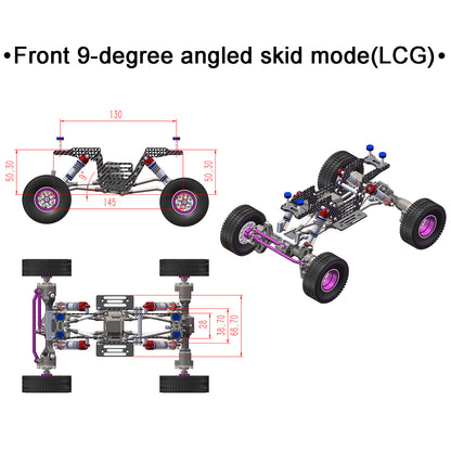 Blue Forged Carbon Fiber LCG Chassis Kit High Gloss Frame Rail for Redcat Ascent-18