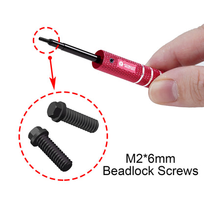 TCRC 75PCS Carbon Steel M2x6mm Beadlock Screws with Aluminum Easy Handheld Installation Tool for 1.9inch 2.2inch wheel hubs