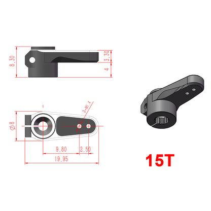 TCRC 7075 Aluminum 15T Micro Servo Horn with M1.4 Threaded Holes for EMAX Servo 1/24 Axial SCX24 AX24