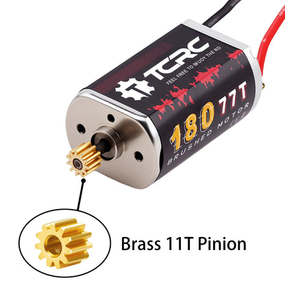 TCRC Metal 180 77T High Torque Speed Reduction Brushed Motor with Brass 11T Pinion for 1/18 HPI Venture18 TRX4M Defender Bronco Ford F-150 Chevrolet K10 High Trail Crawler