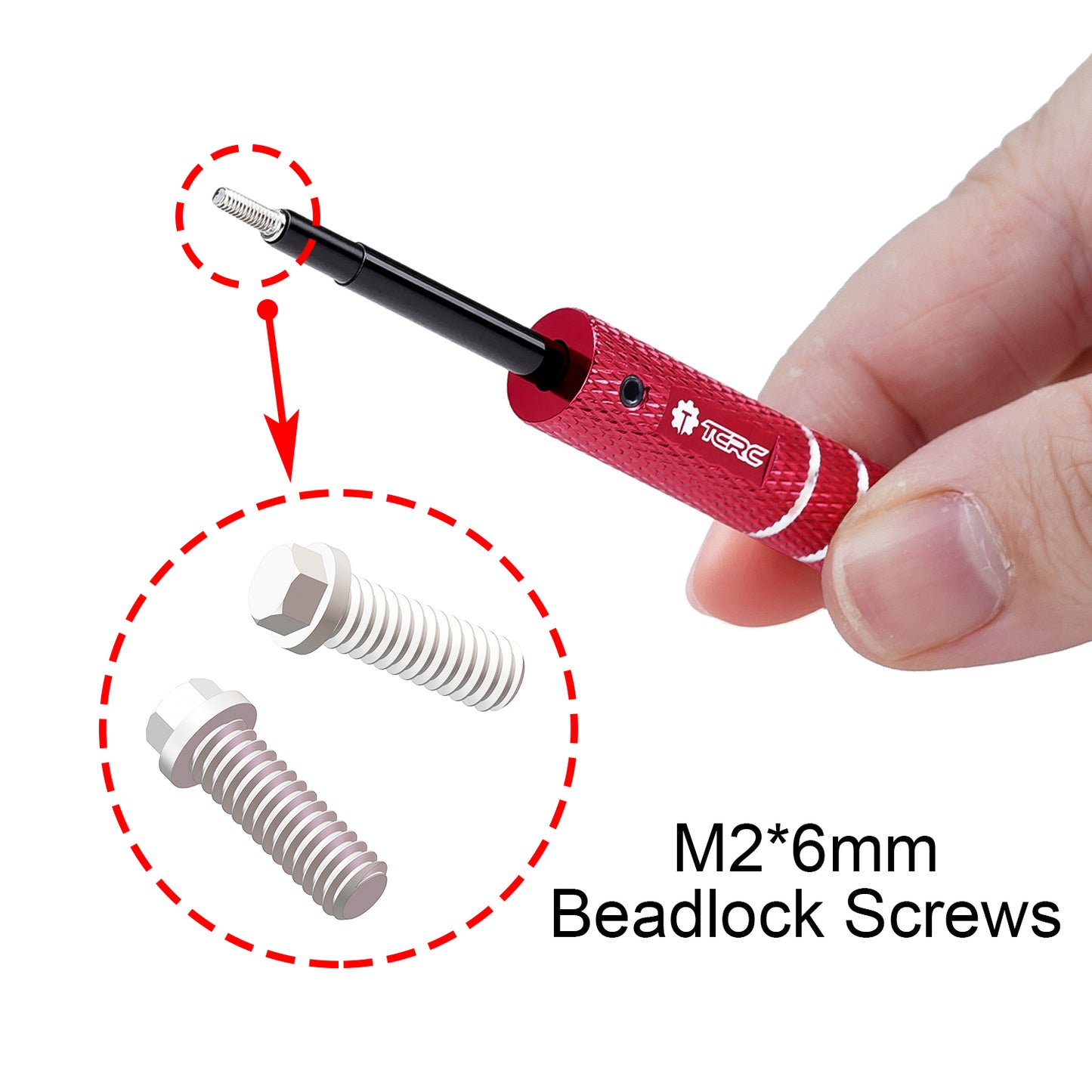 TCRC 75PCS Carbon Steel M2x6mm Beadlock Screws with Aluminum Easy Handheld Installation Tool for 1.9inch 2.2inch wheel hubs