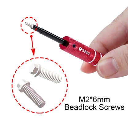 TCRC 75PCS Carbon Steel M2x6mm Beadlock Screws with Aluminum Easy Handheld Installation Tool for 1.9inch 2.2inch wheel hubs