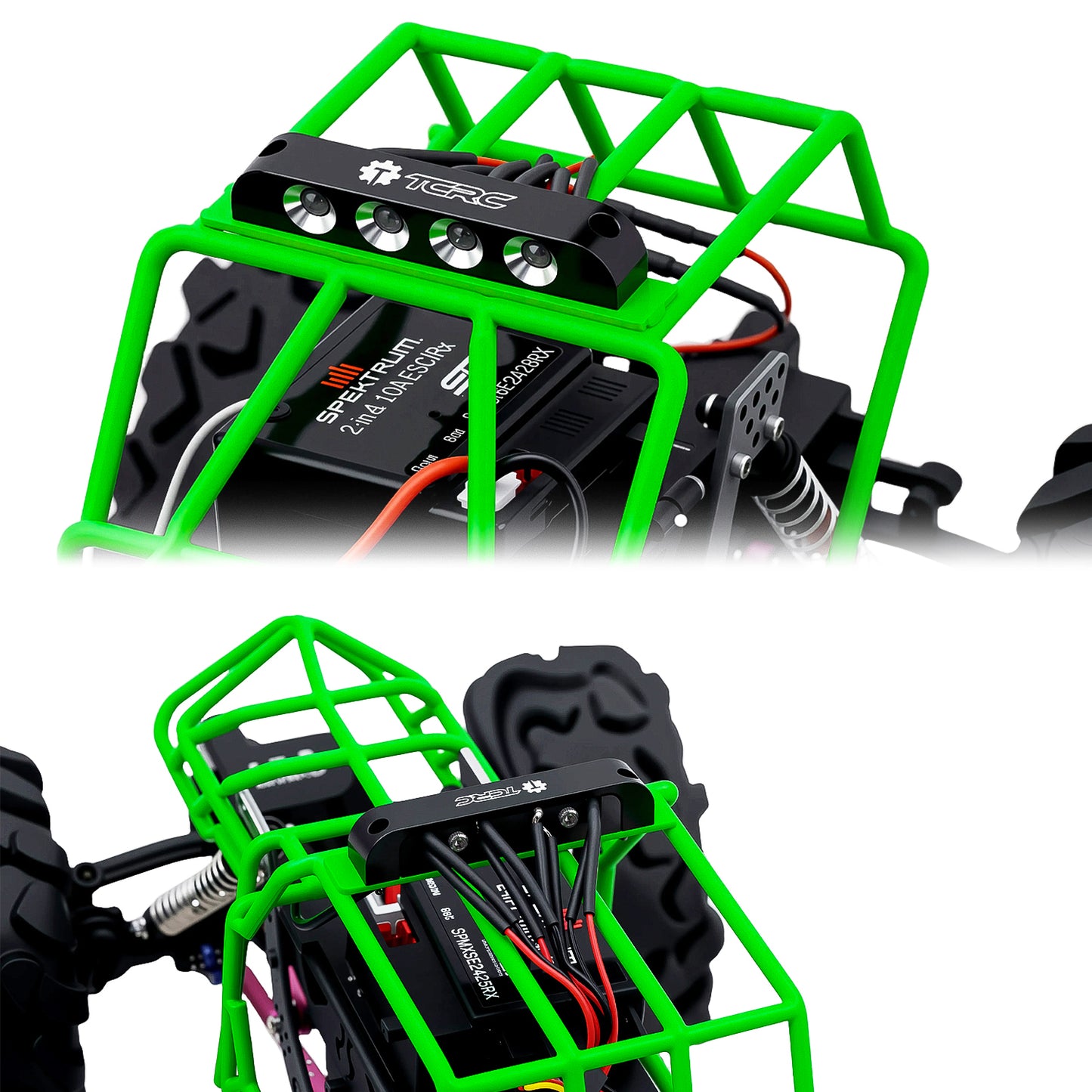 TCRC Metal Roll Cage Body Shell with Aluminum LED Lamp Holder for 1/24 Axial AX24 XC-1