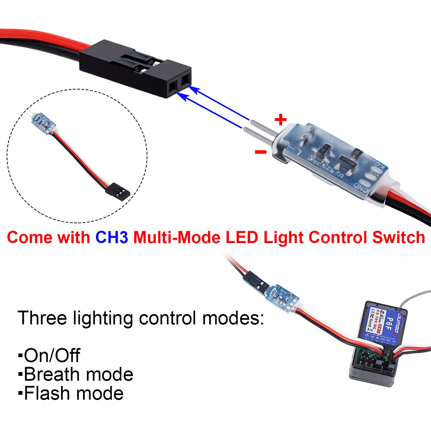 TCRC Aluminum Bed Rack & Spare Tire Carrier w/ Bright White LED Light Strip & CH3 Light Control Switch Set For 1/18 TRX4M F-150 High Trail Crawler Truck Upgrade