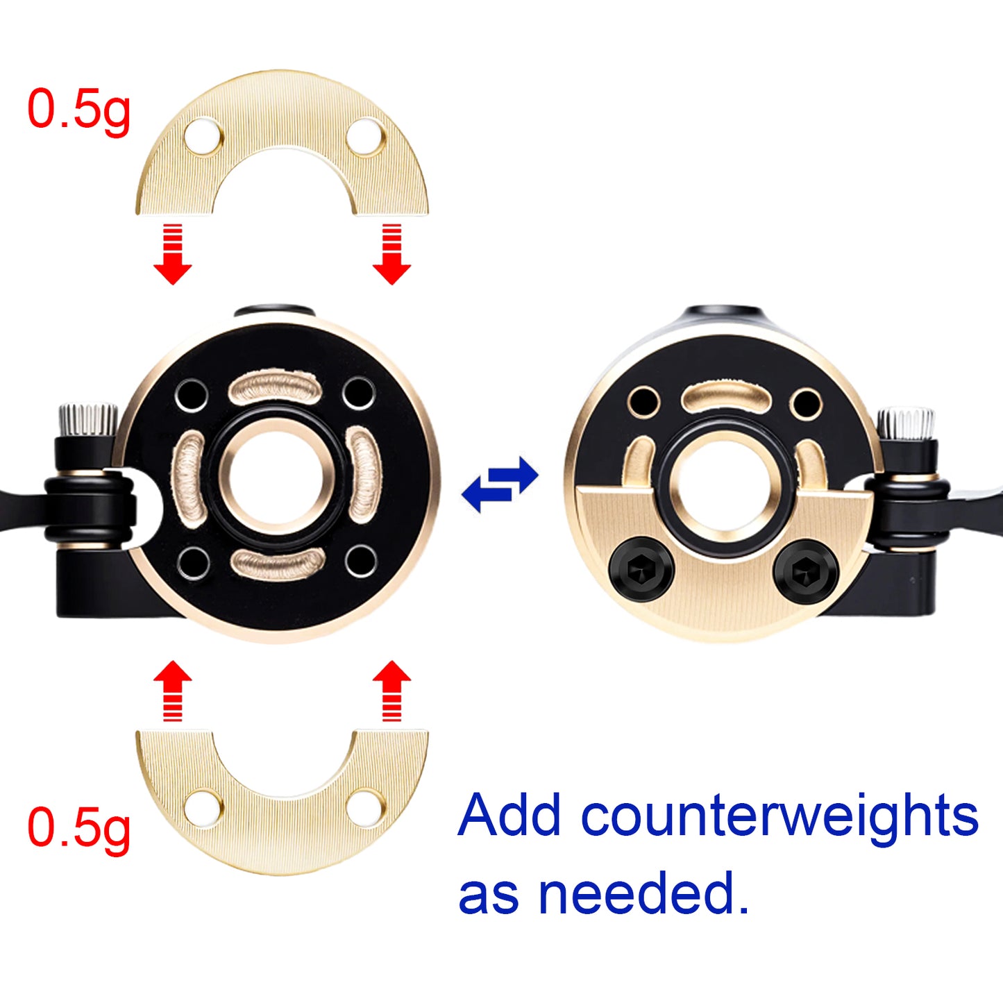 TCRC Brass Front Steering Knuckles w/ Adjustable Steering Block Weights&Steering link 19g/set for Redcat Ascent-32 1/32 RC Crawler Car