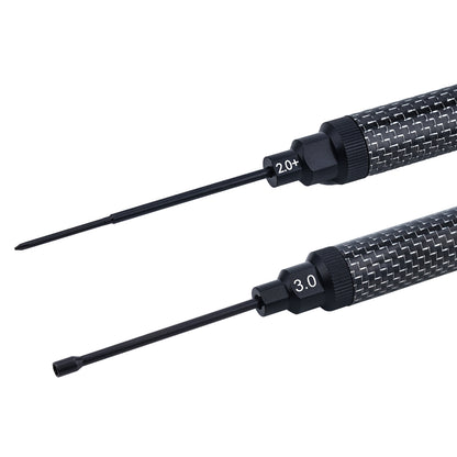 TCRC Carbon Fiber Handle Tool with High Speed Steel Screwdriver bit Set 2.0mm+ Phillips Screwdriver 3.0mm Hex Nut Driver for 1/30 Axial SCX30 Ford Bronco Jeep Wrangler JLU