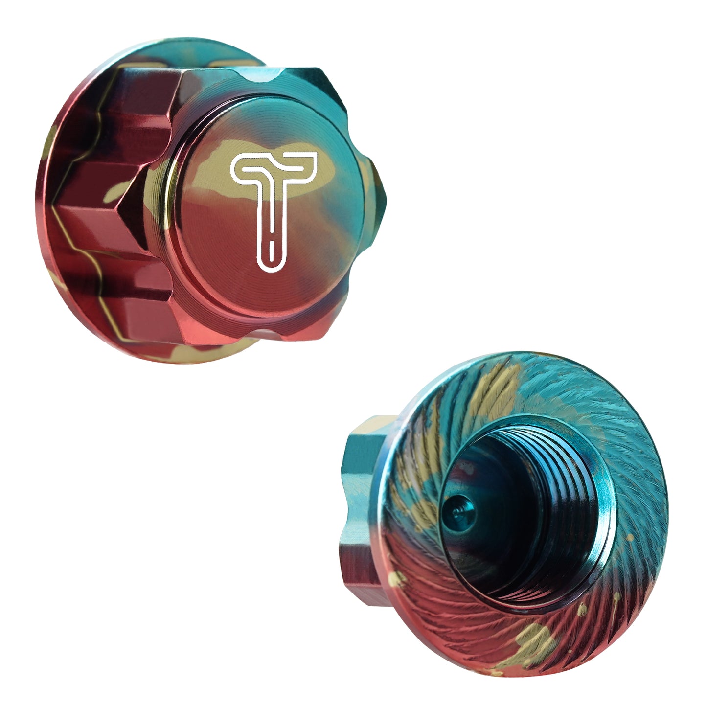 TCRC 4PCS Splash Anodizing Aluminum 17mm Hex Wheel Nut Center Cap for 1/10 1/8 RC Car Monster Truck(1.0mm Thread Pitch)
