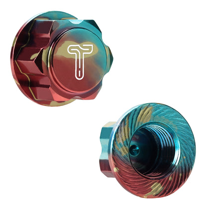 TCRC 4PCS Splash Anodizing Aluminum 17mm Hex Wheel Nut Center Cap for 1/10 1/8 RC Car Monster Truck(1.0mm Thread Pitch)