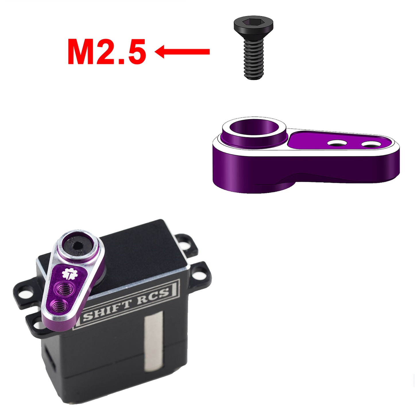 TCRC 7075 Aluminum 25T Micro Servo Horn with M2.5 Threaded Holes for Redcat Ascent-18 Stock Servo