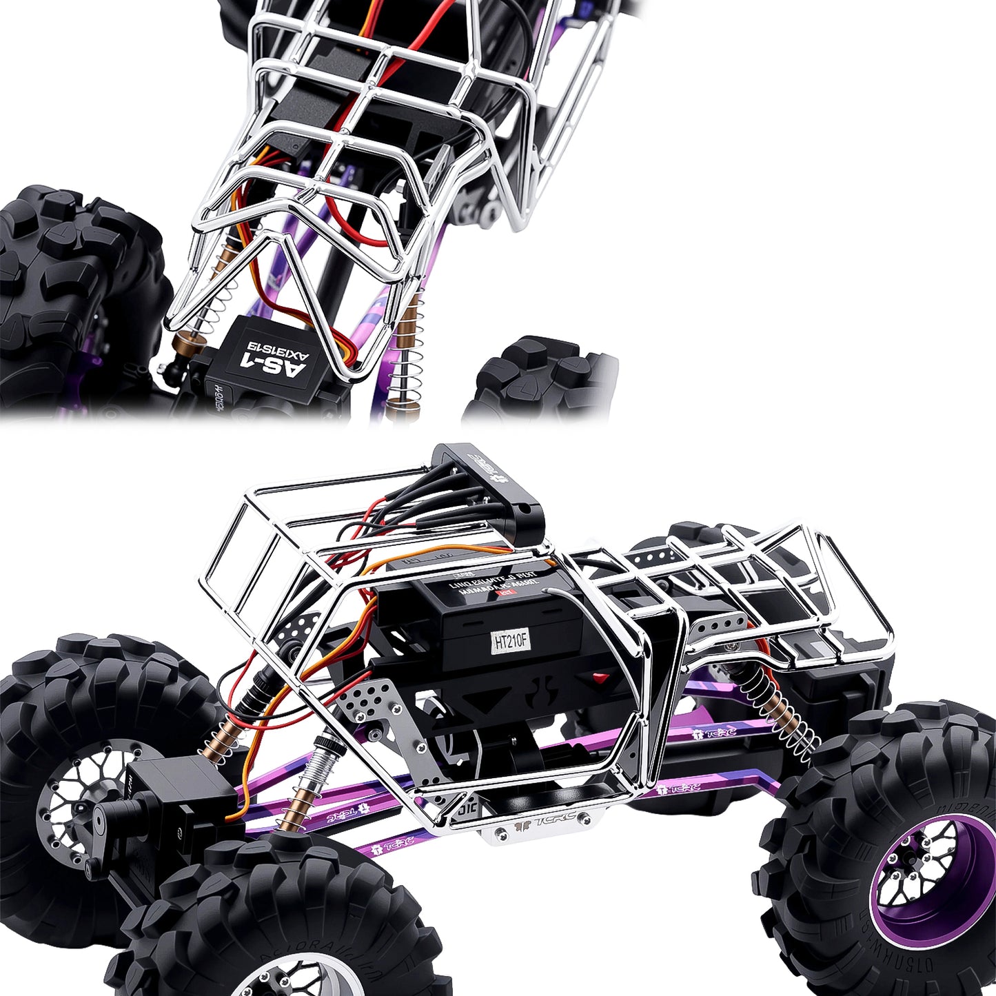 TCRC Metal Roll Cage Body Shell with Aluminum LED Lamp Holder for 1/24 Axial AX24 XC-1