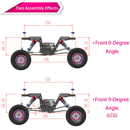 Blue Forged Carbon Fiber LCG Chassis Kit High Gloss Frame Rail for Redcat Ascent-18