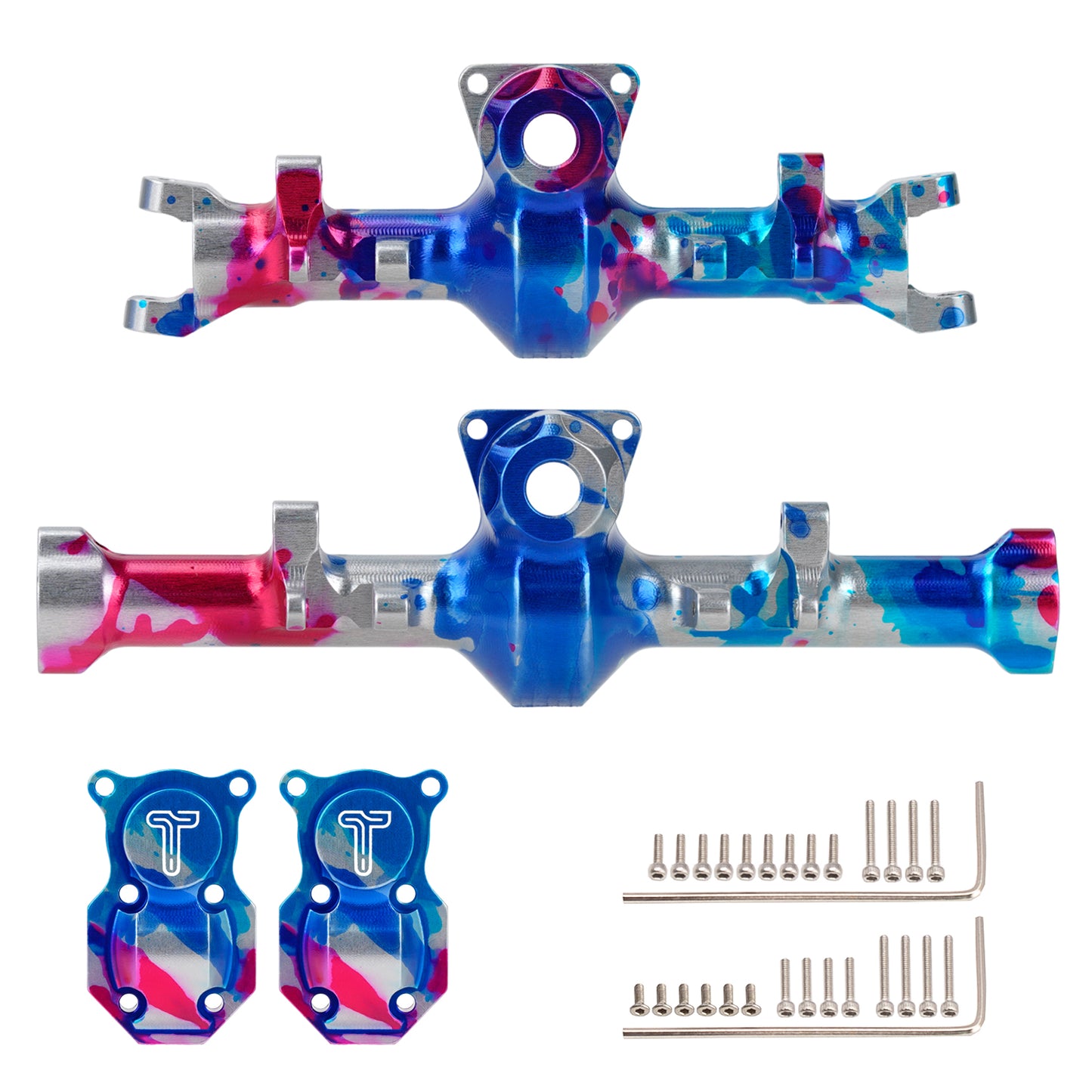 TCRC Aluminum Front Rear Axle Housing with Diff Covers Set for Axial SCX24 Deadbolt C10 90081