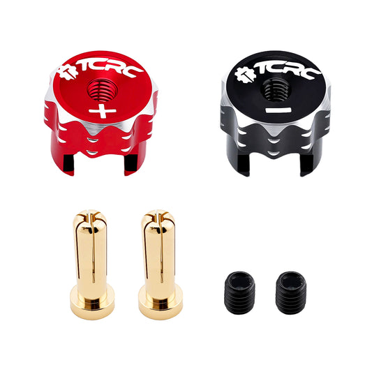 TCRC 2PCS Aluminum Heatsink 5mm Bullet Plug Connectors for Li-Po and Li-HV Hardcase Power (Red + Black)