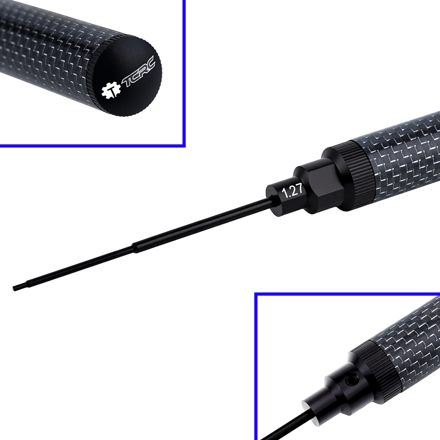 TCRC Carbon Fiber Handle Tool with M7 High Speed Steel Screwdriver bit Set 1.27mm Hex Driver for 1/32 1/30 1/24 1/18 RC Car Premium Tool