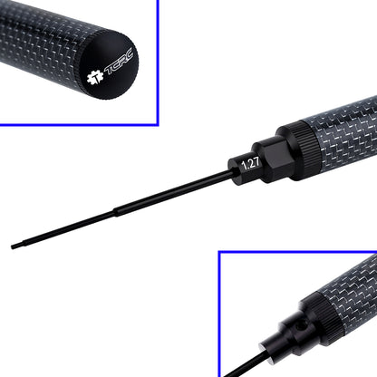 TCRC Carbon Fiber Handle Tool with M7 High Speed Steel Screwdriver bit Set 1.27mm Hex Driver for 1/32 1/30 1/24 1/18 RC Car Premium Tool