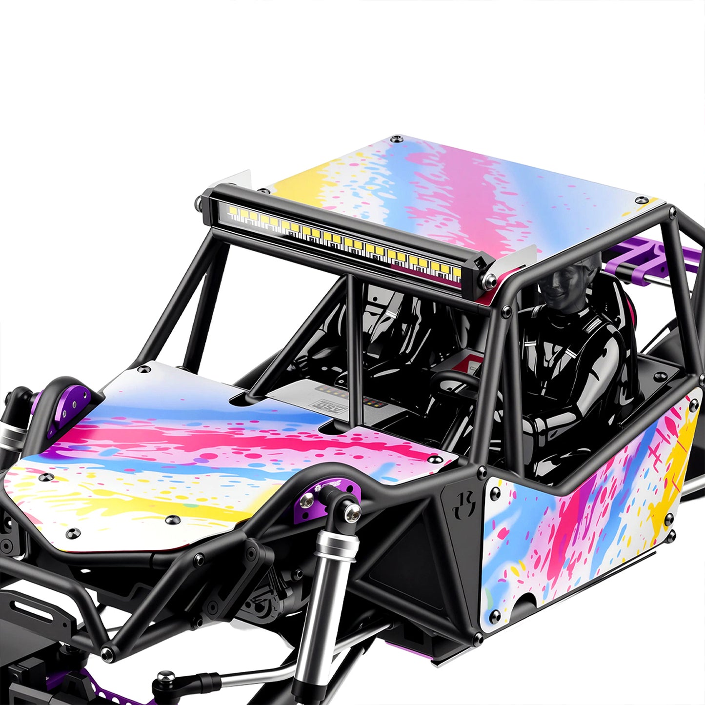 TCRC Splash Anodizing Aluminum RC Body Guard Armor Protective Shell Plate with Roof White LED Light Bar Set for Axial 1/8 AXP8 Gilamon Trail Buggy