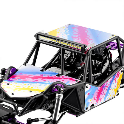 TCRC Splash Anodizing Aluminum RC Body Guard Armor Protective Shell Plate with Roof White LED Light Bar Set for Axial 1/8 AXP8 Gilamon Trail Buggy