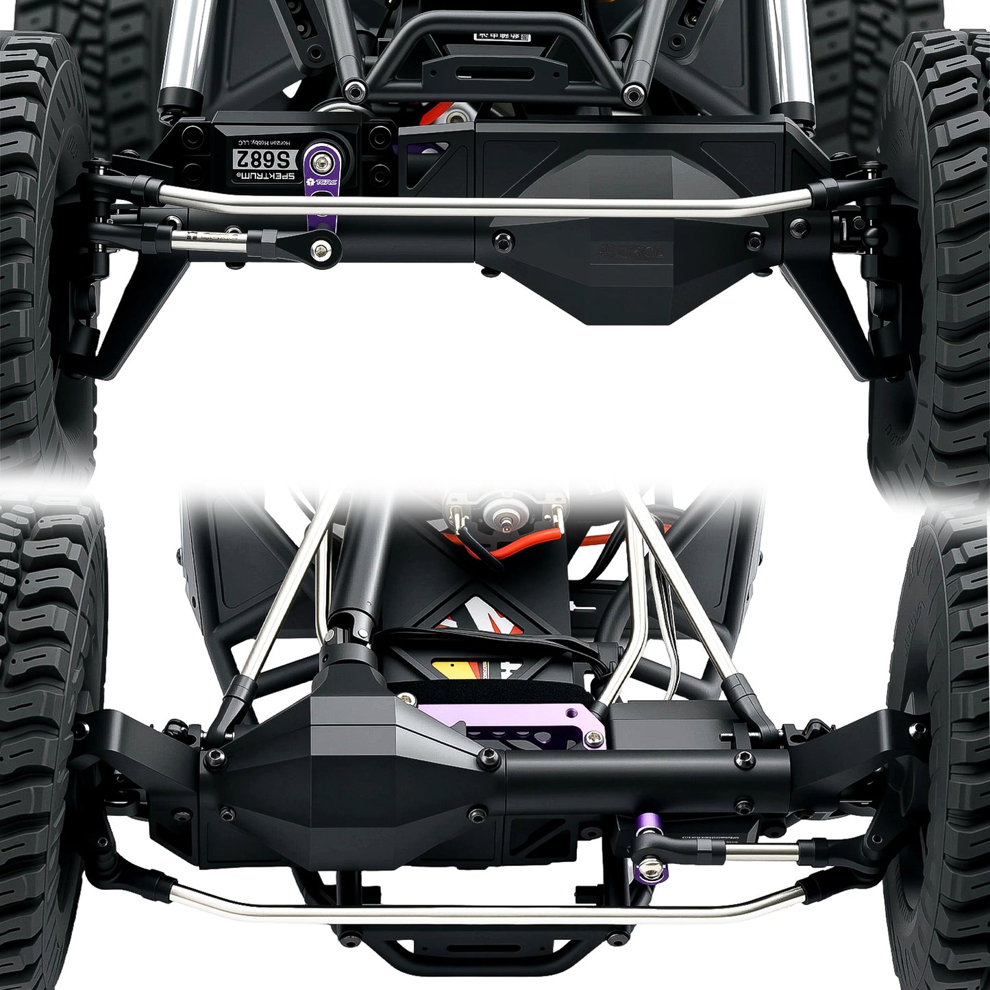 TCRC 10PCS Grade 5 Titanium High Clearance Chassis Links and Steering Links set for Axial 1/8 AXP8 Gilamon Trail Buggy