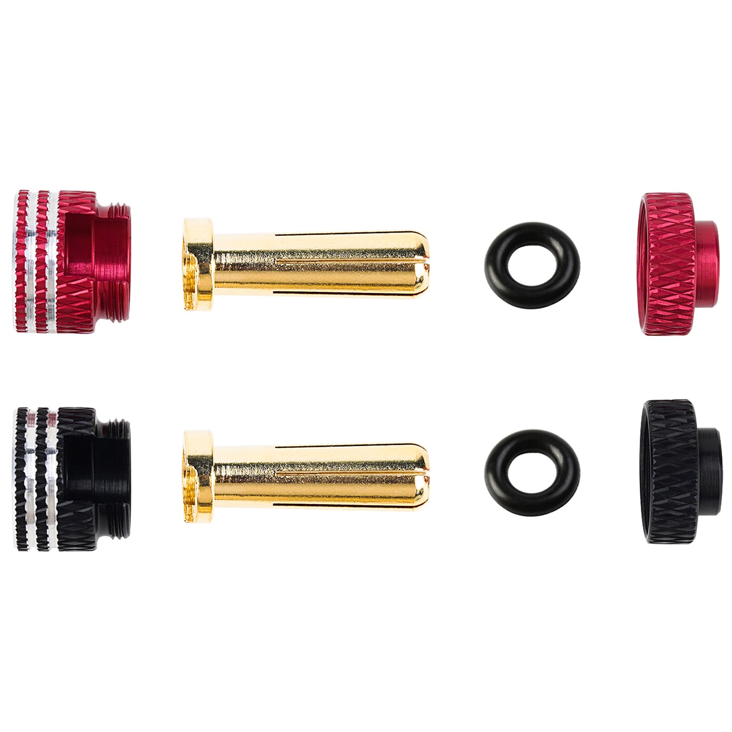TCRC 2PCS Aluminum Heatsink 5mm Bullet Plug Connectors & Grips for Li-Po and Li-HV Hardcase Power (Red + Black)